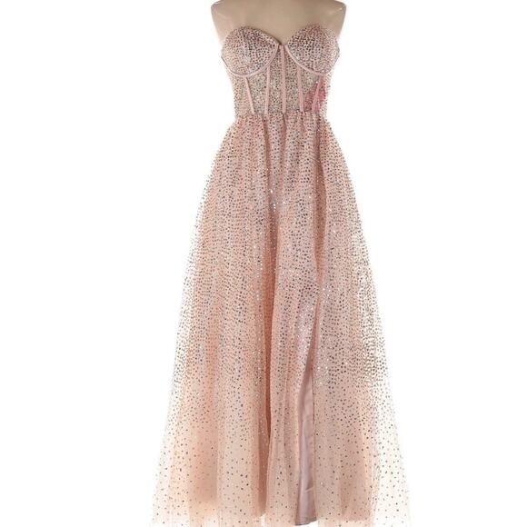 Jules & Cleo Dresses & Skirts - Jules & Cleo Corset Rose Good Elegant Strapless Pink Evening Gown Sparkly